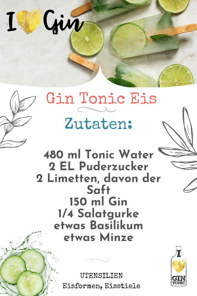 Gin Tonic Eis - Cocktail am Stiel