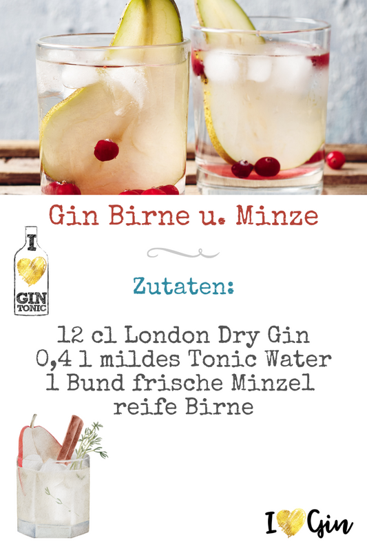 Gin Tonic mit Birne und Minze